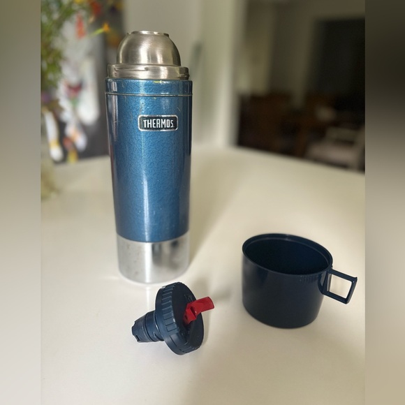 Vintage Thermos Navy and Silver Insulated Bottle - Picture 8 of 14